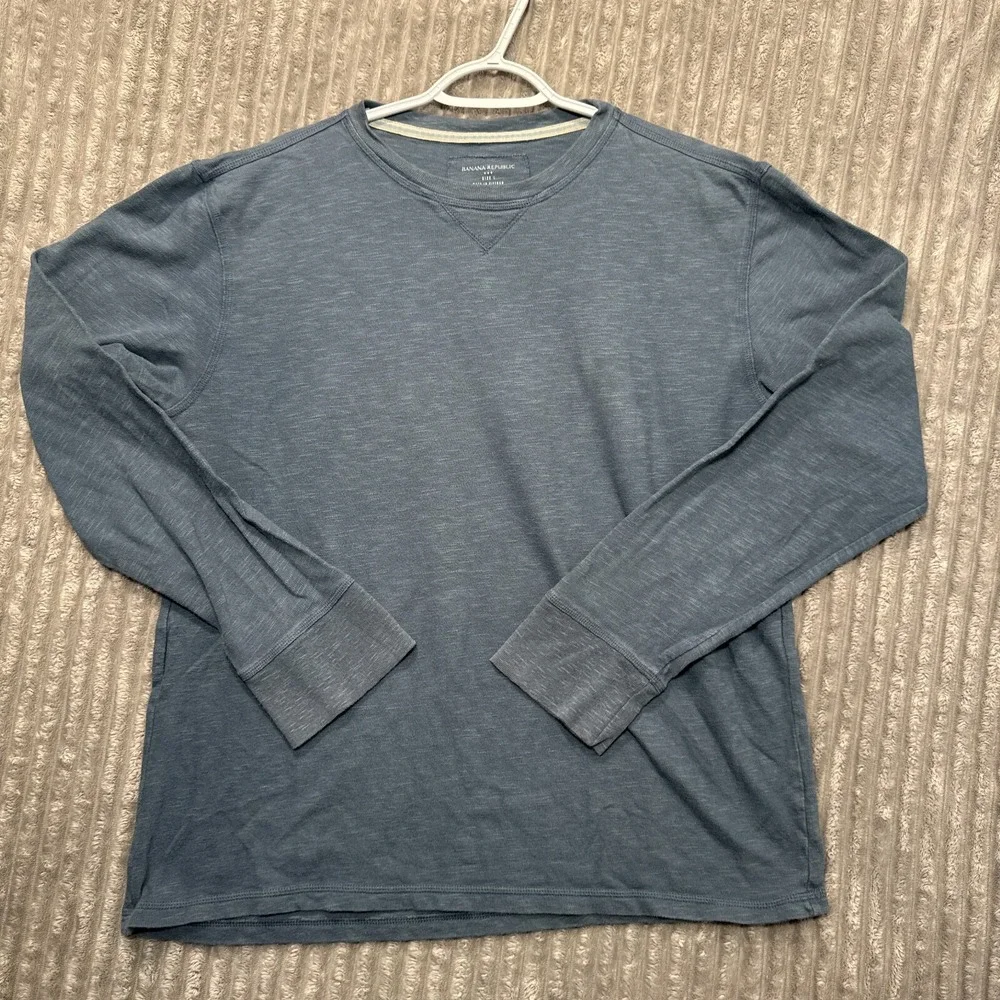 Banana Republic‎ Sweater Men Large Blue Long Sleeve Cotton Crew Neck Adult